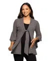 24seven Comfort Apparel Tie Front Bell Sleeve Cardigan In Gray