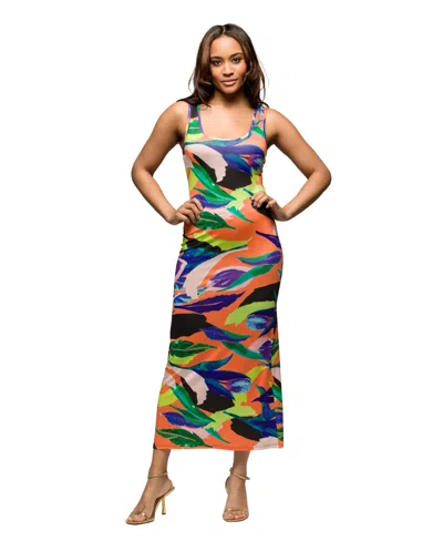 24SEVEN COMFORT APPAREL WOMEN'S MULTICOLOR WOMEN'S RAZORBACK TANK CASUAL MAXI DRESS