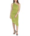 24seven Comfort Apparel Women's One Shoulder Ruched Bodycon Dress In Green