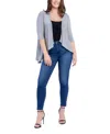 24seven Comfort Apparel Elbow Length Sleeve Open Front Cardigan In Gray