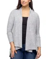 24seven Comfort Apparel Open Front Long Sleeve High Low Cozy Cardigan In Gray