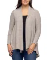 24seven Comfort Apparel Women's Open Front Long Sleeve High Low Cozy Cardigan In Oatmeal