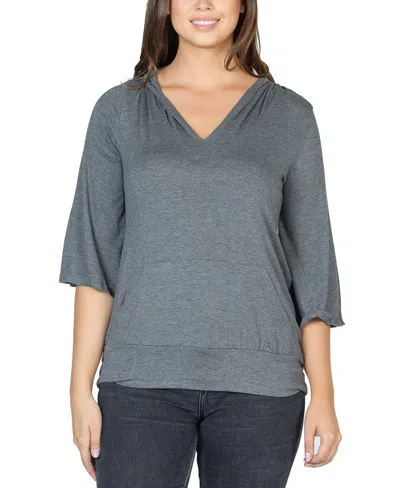 24seven Comfort Apparel Women's Oversized Hoodie Top In Smoke