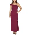 24seven Comfort Apparel Women's Party One Shoulder Rouched Maxi Dress In Brick