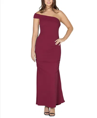 24SEVEN COMFORT APPAREL WOMEN'S PARTY ONE SHOULDER ROUCHED MAXI DRESS