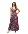 Shop 24seven Comfort Apparel Women's Pink And Brown Print Scoop Neck A Line Sleeveless Maxi Dress In Brown Mult