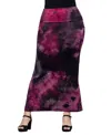 24seven Comfort Apparel Women's Pink Tie Dye Fold Over Waist Maxi Skirt In Brown Multi