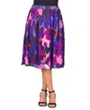 24seven Comfort Apparel Women's Pleated Elastic Waistband Party Midi Skirt In Purple Multi