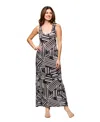 24seven Comfort Apparel Black And White Razorback Tank Casual Maxi Dress In Black Multi