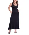 24seven Comfort Apparel Scoop Neck Sleeveless Maxi Dress With Pockets In Black