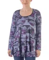 24seven Comfort Apparel Women's Scoop Neck Long Sleeve Tunic Top In Purple