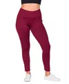 24seven Comfort Apparel Plus Size Comfortable Ankle Length Leggings In Wine