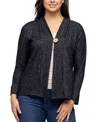 24seven Comfort Apparel Curved Hem Open Front Long Womens Bolero Shrug In Black