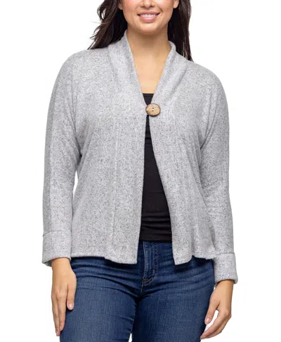 24seven Comfort Apparel Women's Single Button Front Long Sleeve Cardigan In Grey