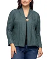 24seven Comfort Apparel Plus Size Button Front Long Sleeve Cardigan Sweater In Hunter