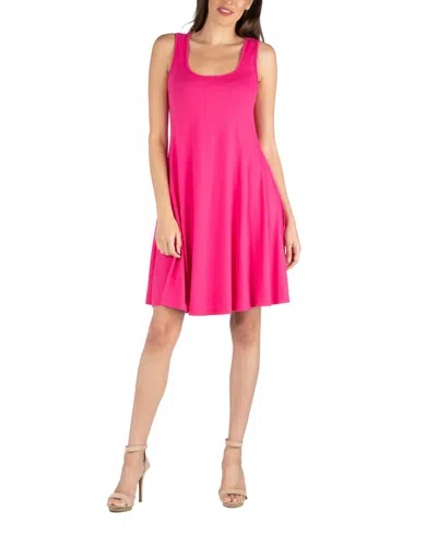 24SEVEN COMFORT APPAREL WOMEN'S SLEEVELESS A-LINE FIT AND FLARE SKATER DRESS