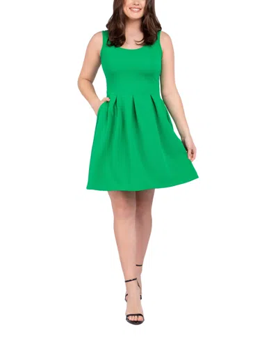 24SEVEN COMFORT APPAREL WOMEN'S SLEEVELESS KNEE PLEATED POCKET DRESS