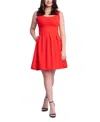 24seven Comfort Apparel Women's Sleeveless Knee Pleated Pocket Dress In Orange