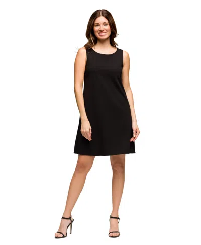 24seven Comfort Apparel Women's Solid Color Sleeveless Mini Shift Dress In Black