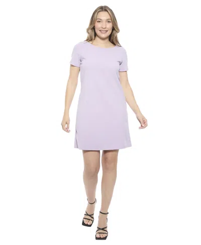 24seven Comfort Apparel Womens Short Sleeve Round Neck Mini Shift Dress In Multi