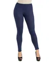 24seven Comfort Apparel Plus Size Comfortable Ankle Length Leggings In Navy