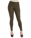 24seven Comfort Apparel Plus Size Ankle Leggings With Side Pocket In Olive