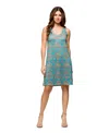 24seven Comfort Apparel Maternity Teal Sleeveless Knee Length Shift Dress In Blue Multi