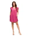 24seven Comfort Apparel Maternity V-neck Cap Sleeve Knee Length Pocket Dress In Pink