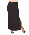 24seven Comfort Apparel Side Slit Knit Maxi Skirt In Black