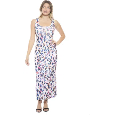 24seven Comfort Apparel Maternity Abstract Scoop Neck Sleeveless Tank Racerback Maxi Dress In Multi