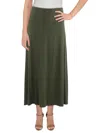 24seven Comfort Apparel Womens Elastic Waist Solid Color Maternity Maxi Skirt In Green
