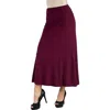 24seven Comfort Apparel Womens Elastic Waist Solid Color Maternity Maxi Skirt In Pink