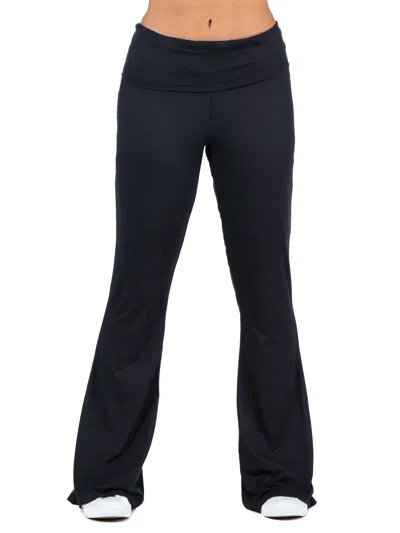 24seven Comfort Apparel Womens Bell Bottom Foldover Waist Sweatpants In Black
