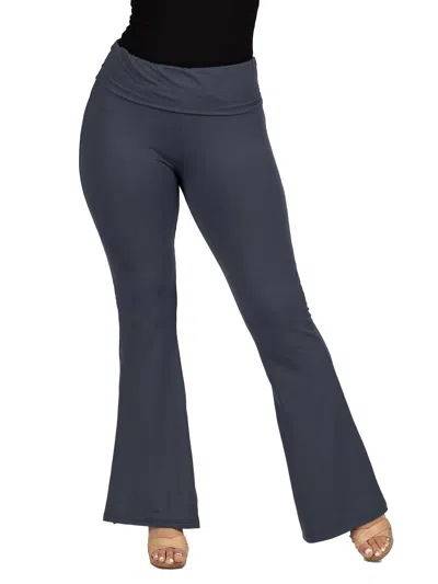 24seven Comfort Apparel Womens Bell Bottom Foldover Waist Sweatpants In Blue