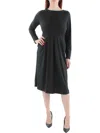 24seven Comfort Apparel Womens Bracelet Sleeve Calf Midi Dress In Black
