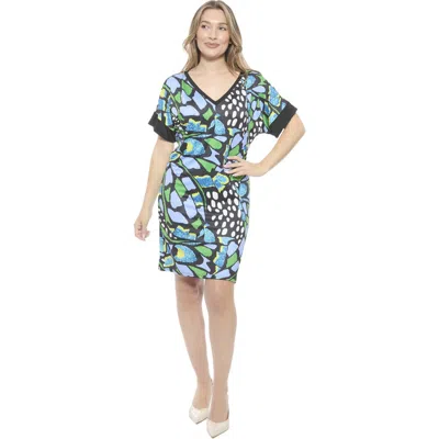 24seven Comfort Apparel Maternity Butterfly Short Sleeve Knee Length T Shirt Dress In Multi