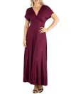 24seven Comfort Apparel V-neck Sleeveless Maxi Dress With Belt In Red