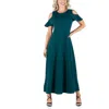 24seven Comfort Apparel Womens Cold Shoulder Long Maxi Dress In Green