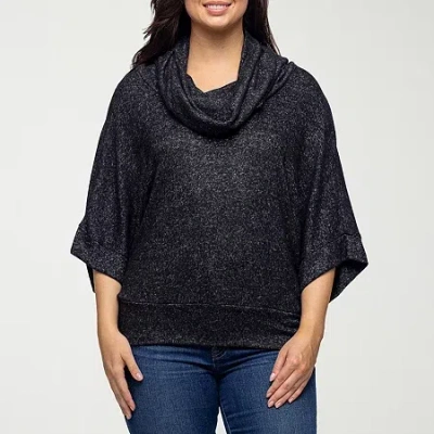 24seven Comfort Apparel Womens Cowl Neck Long Sleeve Blouse In Black