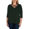 24seven Comfort Apparel Womens Criss-cross V-neck Pullover Top In Green