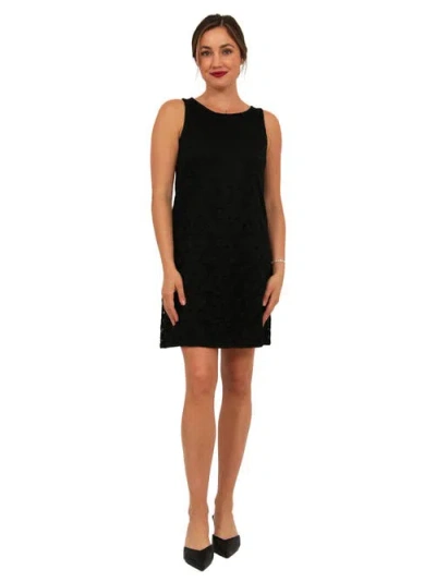 24seven Comfort Apparel Womens Elevate Lace Sleeveless Boat Neck Mini Shift Dress In Black