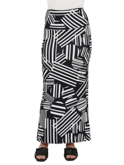 24seven Comfort Apparel Womens Essential Abstract Print Foldover Waist Maxi Skirt In Multi