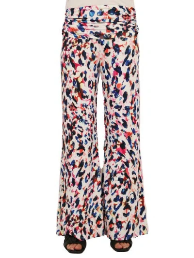 24seven Comfort Apparel Womens Essential Cheetah Print Foldover Waist Wide Leg Pants In Multi