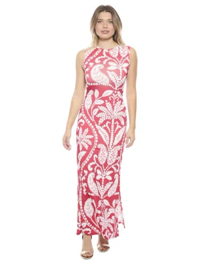 24seven Comfort Apparel Womens Essential Paisley Sleeveless Side Slit Bodycon A-line Maxi Dress In Multi