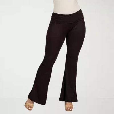 24seven Comfort Apparel Womens Flare Mid Rise Sweatpant In Brown