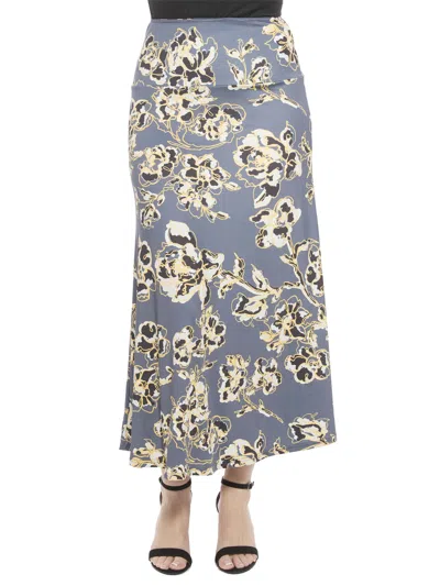 24seven Comfort Apparel Womens Floral Elastic Waist A Line Maxi Skirt In Multi