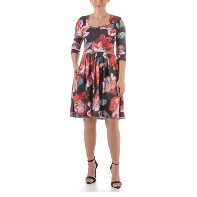 24seven Comfort Apparel Womens Floral Print Short Mini Dress In Multi