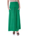 24seven Comfort Apparel Foldover Maxi Skirt With Pockets In Green