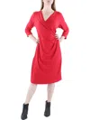 24SEVEN COMFORT APPAREL WOMENS JERSEY FAUX WRAP COCKTAIL AND PARTY DRESS