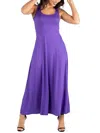 24seven Comfort Apparel Slim Fit A Line Sleeveless Maternity Maxi Dress In Blue